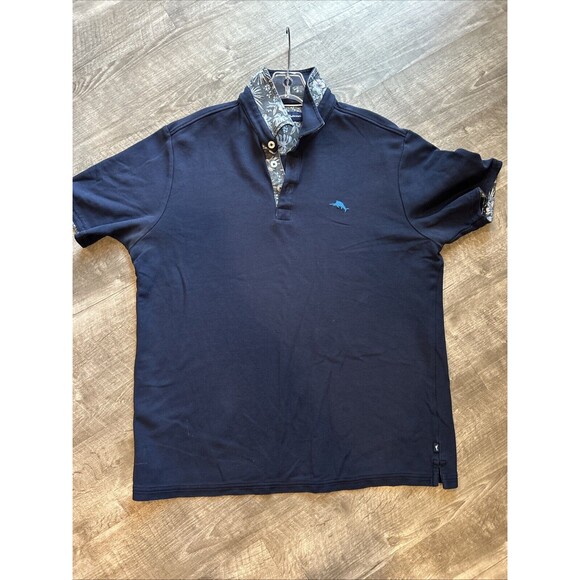 Tommy Bahama Shirt Mens Size Large Blue Tropic Fabric Spectator Polo Cotton Poly - Picture 5 of 10